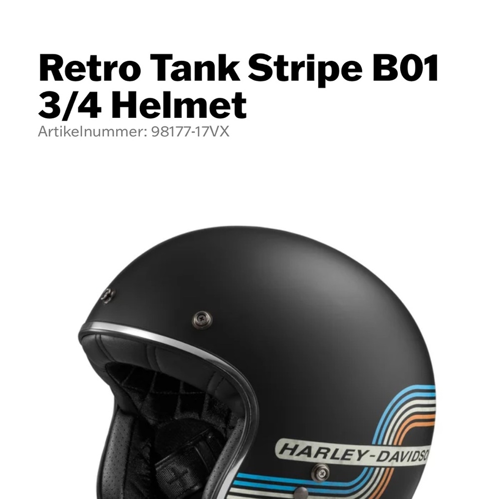 Harley-Davidson Black Helmet with Blue and Orange Stripes